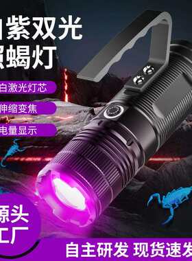 手提紫光灯照蝎子验钞检验果蔬荧光电筒白紫双光大功率远射电筒