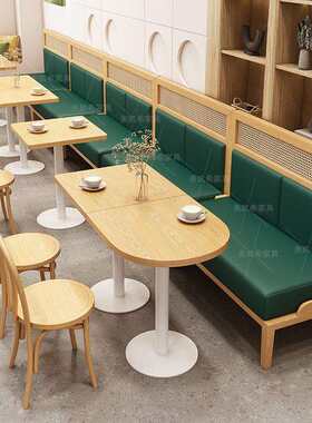 连锁店餐厅卡座日式料理店实木编藤桌椅茶餐厅饭店商用餐饮家具