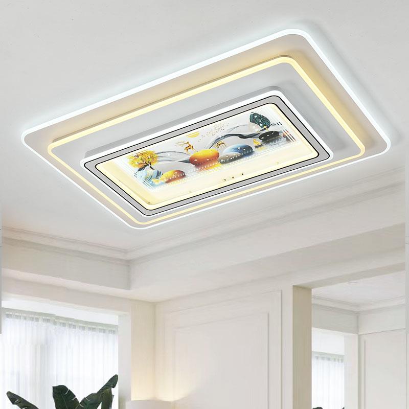 客厅灯长方形家用语音声控吸顶灯LED开关遥控无极调光新款灯具