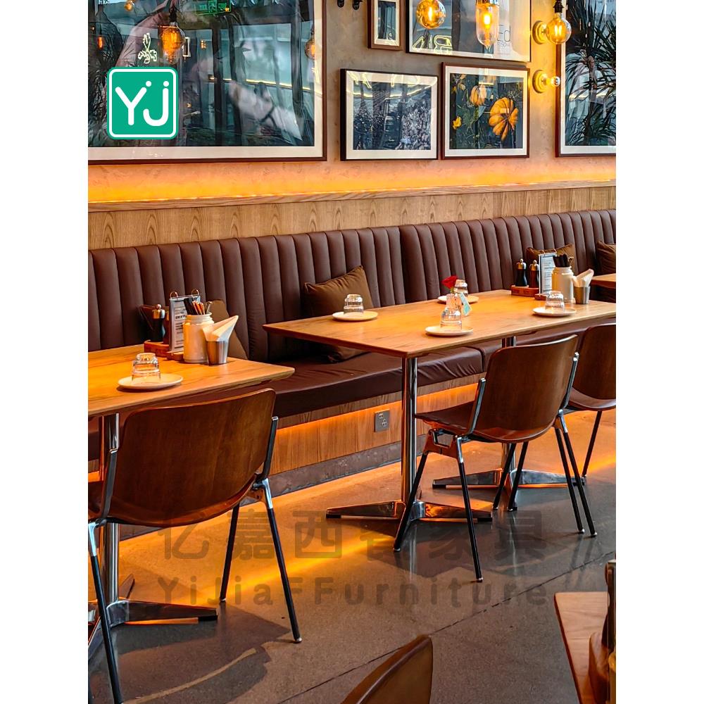 原木风咖啡厅桌椅组合中古风西餐烘培披萨店商用实木餐桌小方桌子
