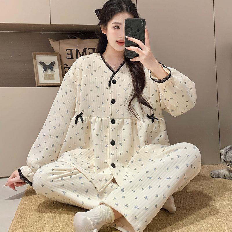 空气棉秋冬季月子服产妇哺乳套装春秋孕妇睡衣女产后家居服可调节