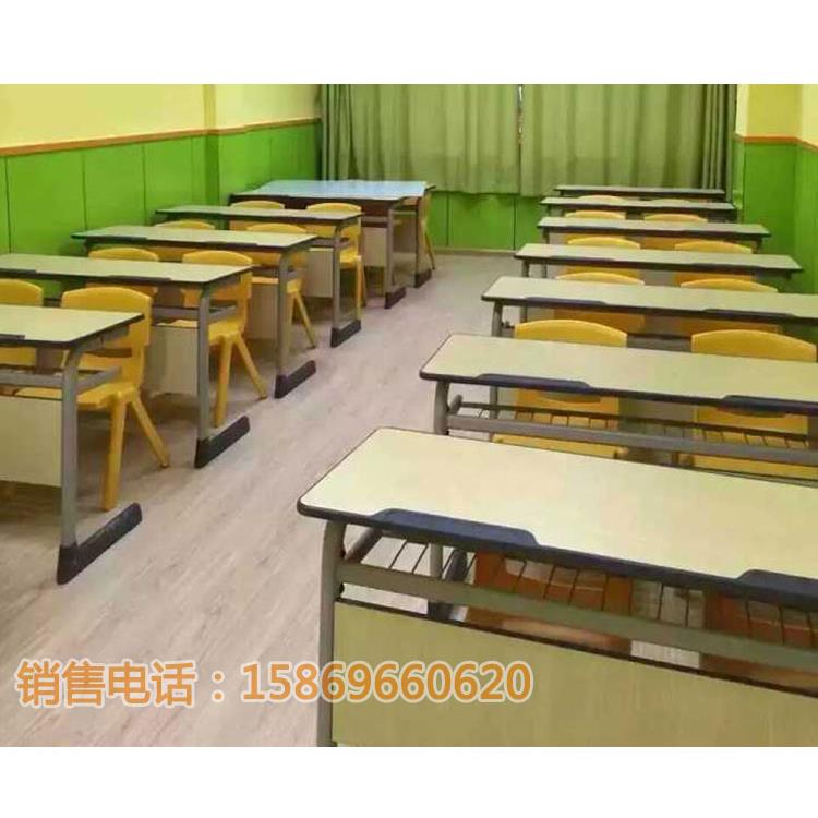 育才双人学生培训班课桌椅多功能学习桌椅中小学生课桌椅 双人桌