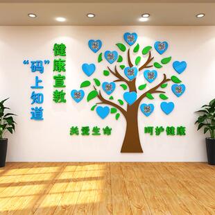 医院健康宣教树二维码扫一扫科室走廊背景墙面装饰护士站文化墙贴