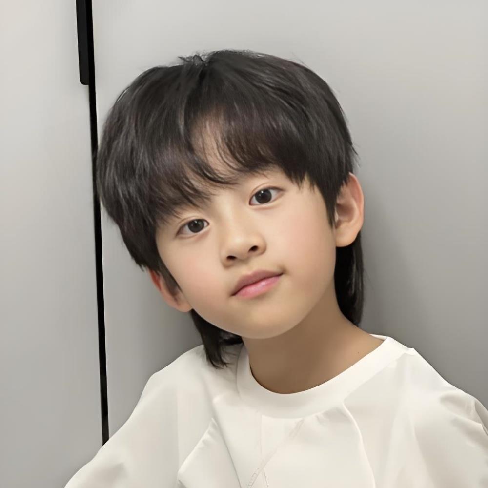 鲻鱼头儿童假发男短直发自然蓬松个性逼真狼尾拍照少年感全头套式