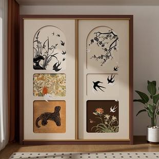 法式 饰推拉门翻新玻璃门改色贴膜高级感墙纸 复古衣柜门贴纸柜门装