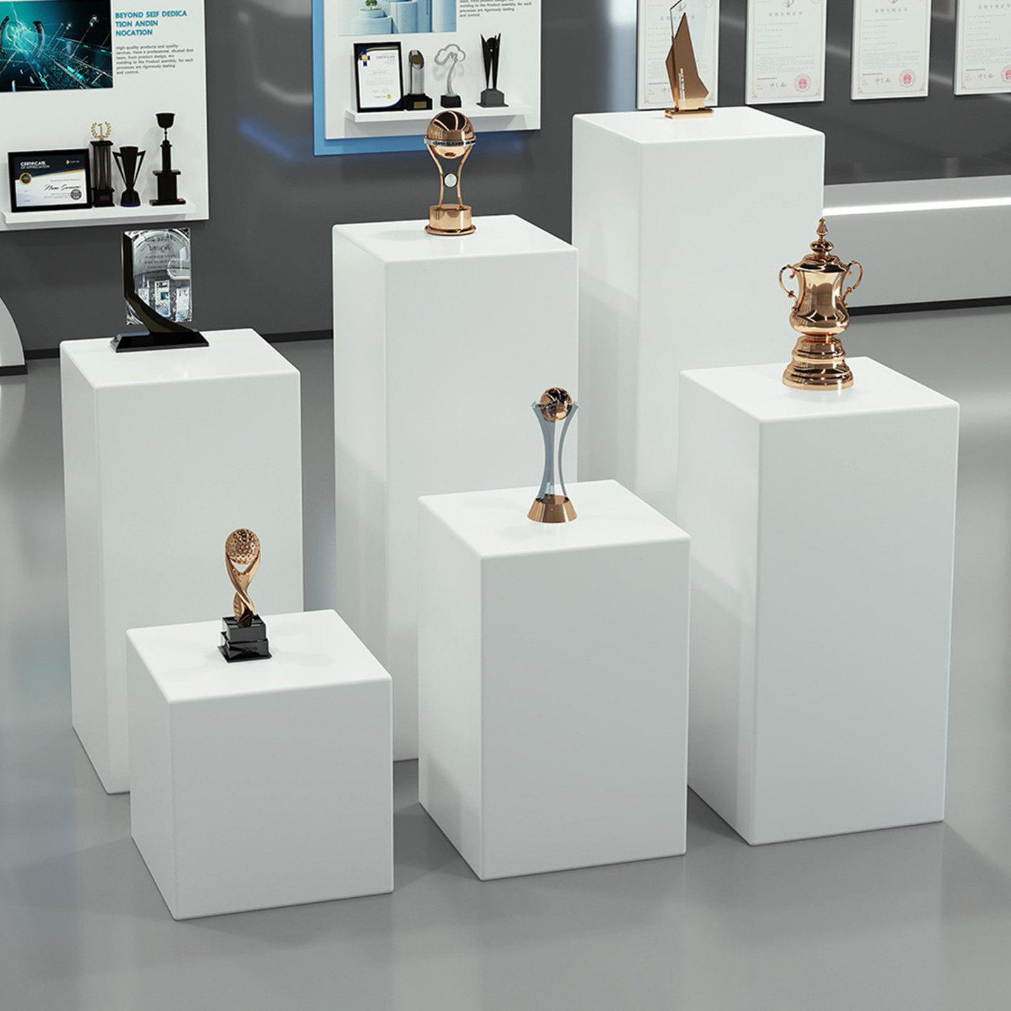 白色木质烤漆展台文化美术馆陈列摆放展览学校公司商品产品展示台