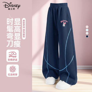 迪士尼女童裤子春装2026新款中大童洋气春秋休闲裤流行儿童运动裤