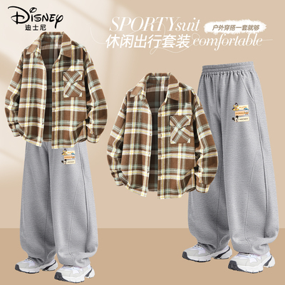 迪士尼男童套装春秋款韩系穿搭春季两件套2026新款休闲儿童春装男
