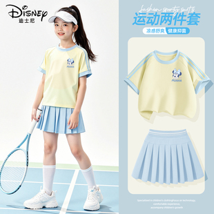 夏装 迪士尼女童夏套装 洋气儿童运动服 童装 两件套2026新款 时尚 薄款