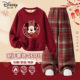 套装 2026新款 马年本命年衣服冬季 迪士尼女童冬装 保暖儿童格子裤 厚