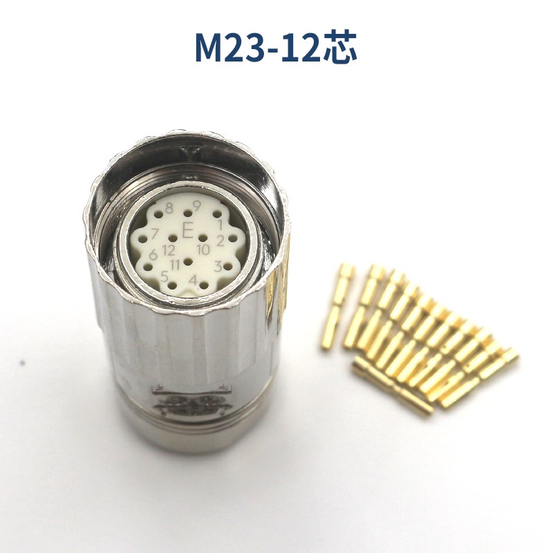 热销M23信号反馈编码器623连接器伺服电机接头母头12芯17芯电缆线