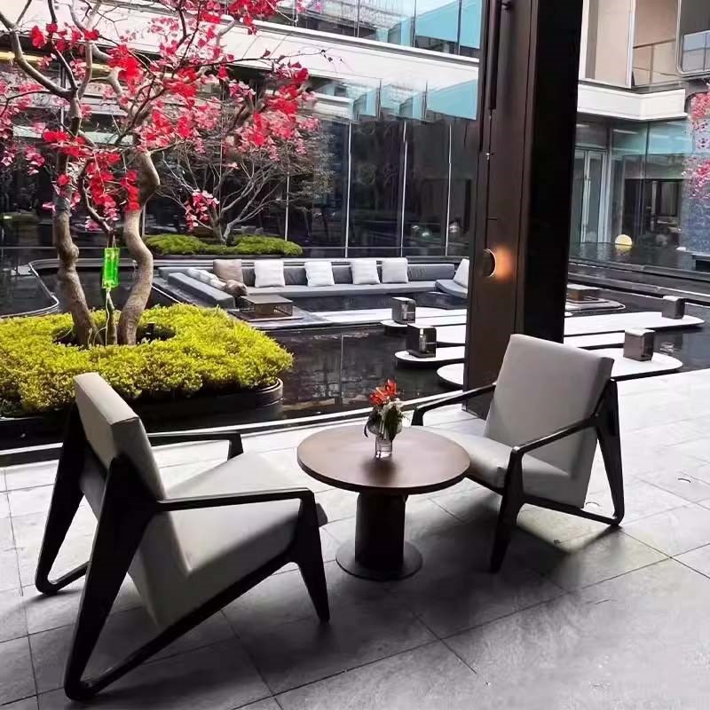热销户外庭院柚木沙发酒店民宿休闲防水防晒茶几室外阳台防腐实木
