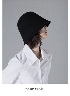 peur 水桶帽女百搭黑色显脸小小众保暖毛呢盆帽原创设计