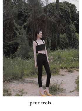 peur弹力牛仔裤修身显瘦显高春夏简约小众贴身破洞小脚裤