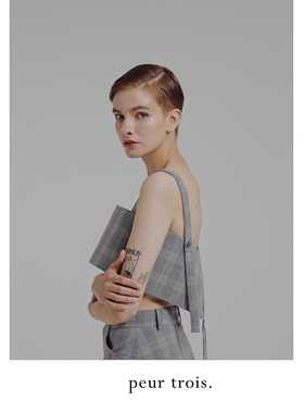 peur 吊带背心原创百搭单穿格雷系灰色格纹肌理感简约小众风