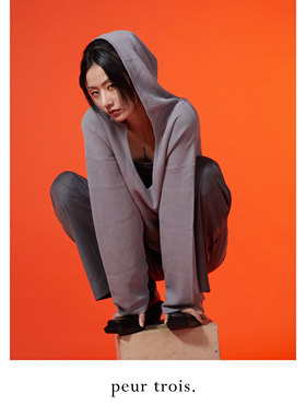 peur 罩衫休闲长袖外搭针织带帽v领显瘦运动透气宽松上衣