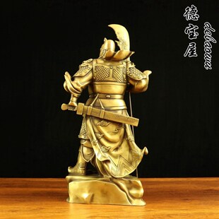 铜关公铜像摆件纯铜关羽像家用供奉武财神店铺开业客厅办公室大号