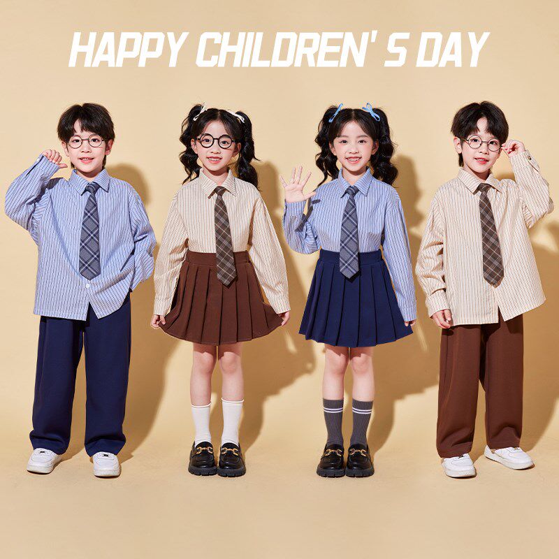 儿童演出服幼儿园朗诵大合唱小学生班服衬衫西装裤表演学院风套装