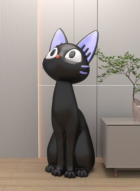 艺术黑猫咪客厅大型电视柜沙发旁边落地装饰品搬家开业送礼物摆件