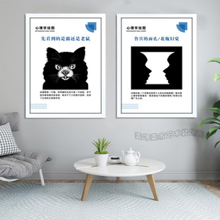 心理工作室挂画心灵驿站墙贴双关减压错觉图咨询室墙面布置装饰画