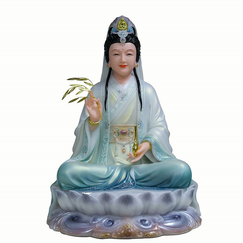 观音菩萨佛像汉白玉坐莲南海观世音菩萨送子观音娘娘家用供奉摆件