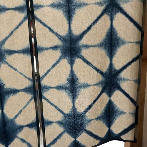 本事手工植物蓝染棉布门帘暖帘 半帘 总宽80x120cm LZ21