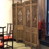 中式 屏风隔断客厅实木做旧移动折屏雕花折叠屏风酒店办公室玄关