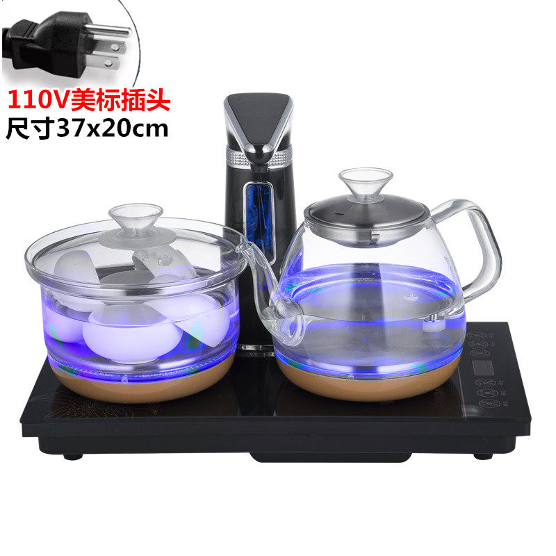 110V220V全自动上水电热烧水壶电磁炉玻璃消毒锅蒸煮茶器台式茶具