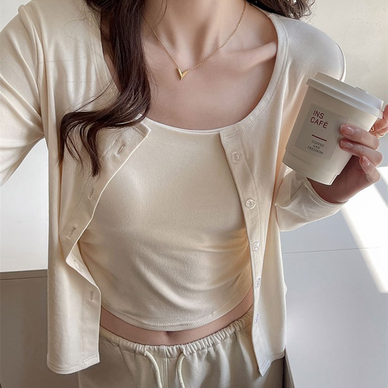 莫代尔针织防晒开衫外套女夏季薄款空调衫纯色高级感长袖百搭上衣