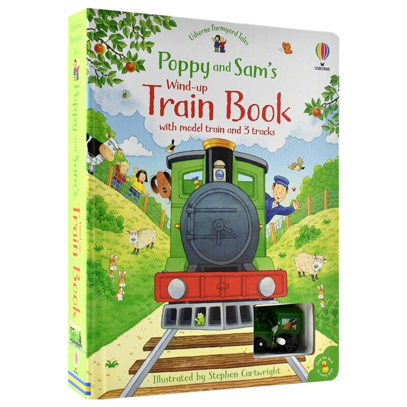 Usborne Poppy and Sam's Wind-Up Train Book 发条蒸汽火车 轨道书 农场故事 波比和山姆纸板玩具书 英文原版进口儿童图书