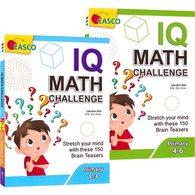 Casco IQ Math Challenge Primary 1-6 新加坡数学  小学数学IQ挑战练习 1-6年级  逻辑能力 数学思维 英文原版进口图书