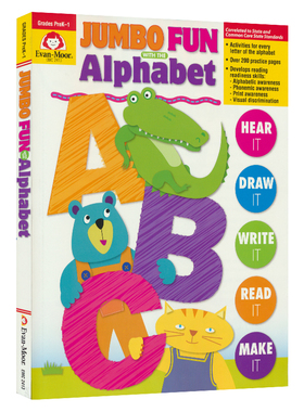 Evan-Moor Jumbo Fun with the Alphabet PreK-1 美国加州教辅  听力/阅读/书写 趣味字母手工系列 开开心心学字母 幼儿园小中大班