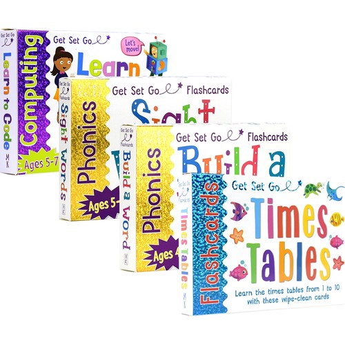 Get Set Go Flashcards Sight Words Phonics Code Times Tables 高频词编程乘法闪卡 幼儿英语启蒙 双面学习游戏卡 英文原版进口