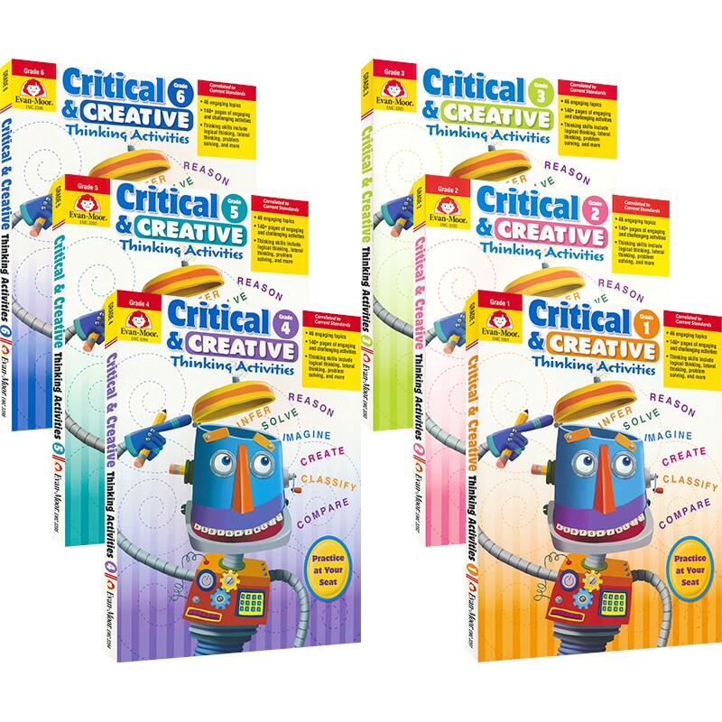 Evan-Moor Critical Creative Thinking Activities 美国加州教辅 批判创造性思维训练 1-6年级 6-12岁 英文原版进口儿童图书