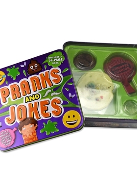 Pranks and Jokes 恶作剧和笑话书 精美铁盒装 逼真道具 放屁垫 假便便 完整的恶作剧工具包 英文原版进口图书