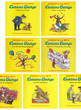 Curious George Collection 好奇猴乔治7册 Chocolate Factory Catches a Train 英文儿童绘本 3-6岁 廖彩杏推荐书单 英文原版