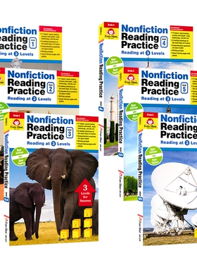 Evan-Moor Nonfiction Reading Practice Grade 1-6 非虚构类文学阅读练习 美国加州教辅 英文阅读理解  1-6年级 英文原版进口图书