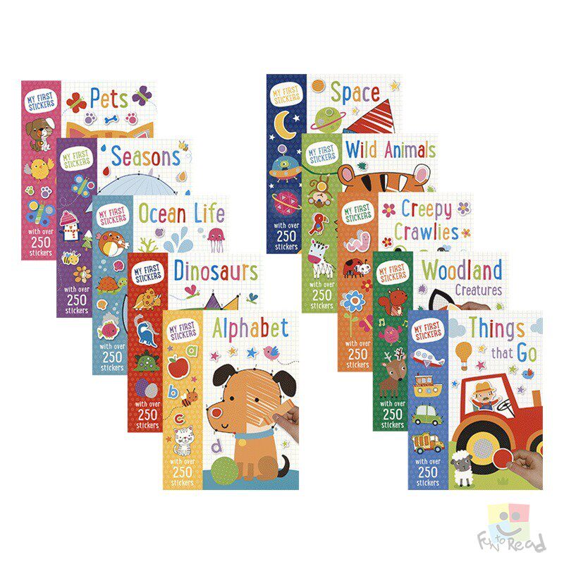 My First Stickers 我的第一本贴纸练习10册袋装 幼儿启蒙认知 趣味英文词汇 益智游戏书 涂色 找找乐 迷宫 英文原版进口儿童图书