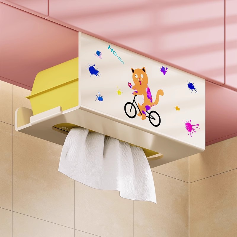 柜门悬挂纸巾架厨房倒挂架多功能置物架纸巾盒免打孔厨房纸收纳盒