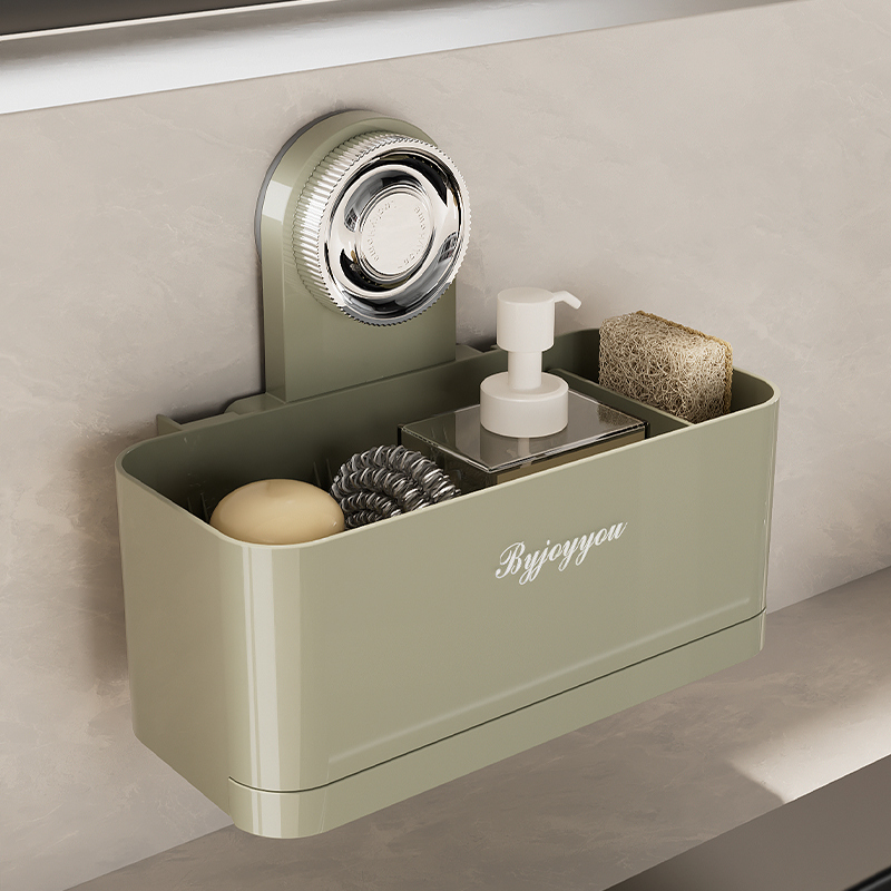 圈圈海绵置物盒厨房吸盘置物架抹布架免打孔家用款收纳海绵水槽架