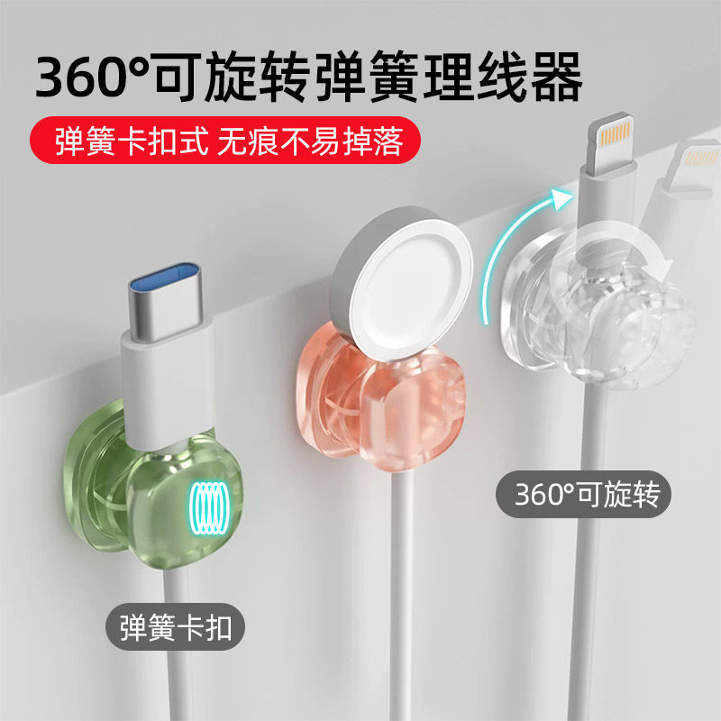 透明款旋转桌面理线器自动回弹图片
