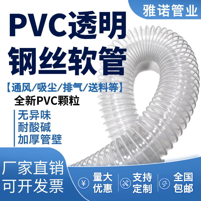 耐风压PVC钢丝伸缩塑料波纹管吸尘管木工管雕刻机除尘管道波纹管