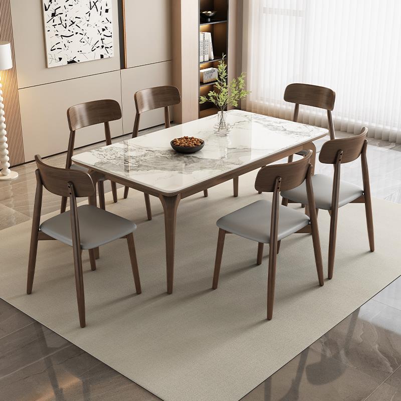 岩板餐桌椅2025新款客厅家用小户型轻奢现代简约长方形实木吃饭桌