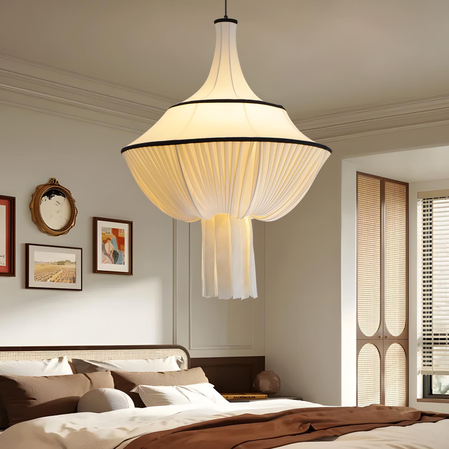 法国中世纪客厅吊灯Wabi-Sabi风格民宿餐厅灯创意织物灯设计师艺