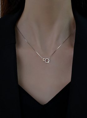 几何拼接冷淡风吊坠锁骨链女