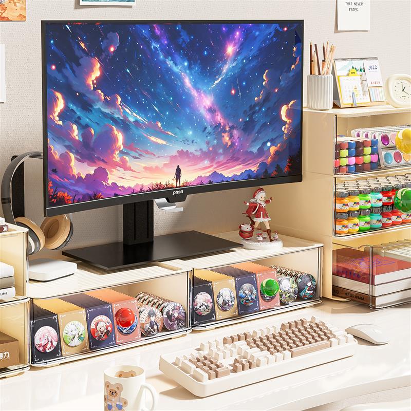 抽屉式桌面收纳盒办公室桌上文具化妆品收纳置物架多层分隔储物盒