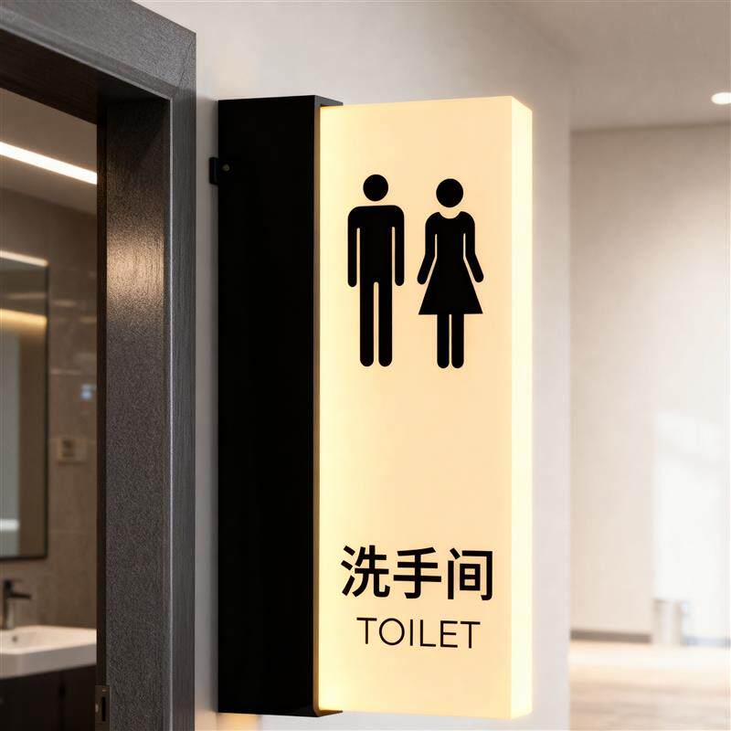 洗手间侧装双面发光指示牌定制商场餐厅指向标识牌亮灯提示牌导向