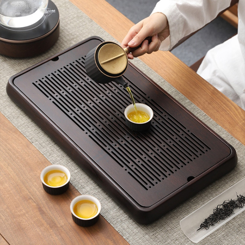 茶盘储水式小型家用蓄水干泡茶台大号竹制轻奢现代新中式茶托盘