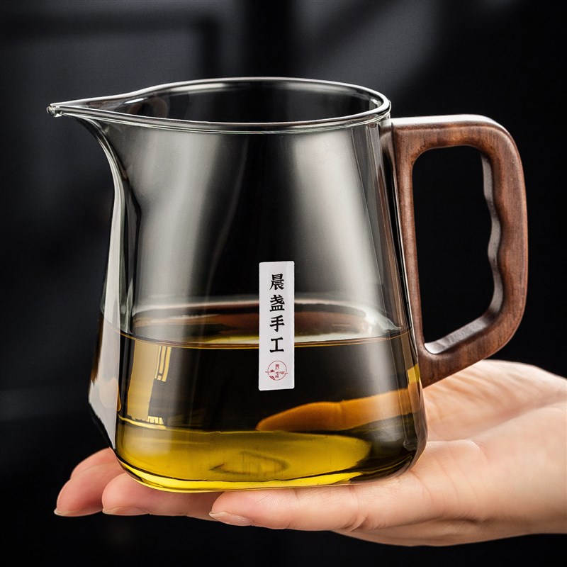 玻璃公道杯泡茶杯2025新款耐热茶具高档木柄分茶器功夫茶滤网一体