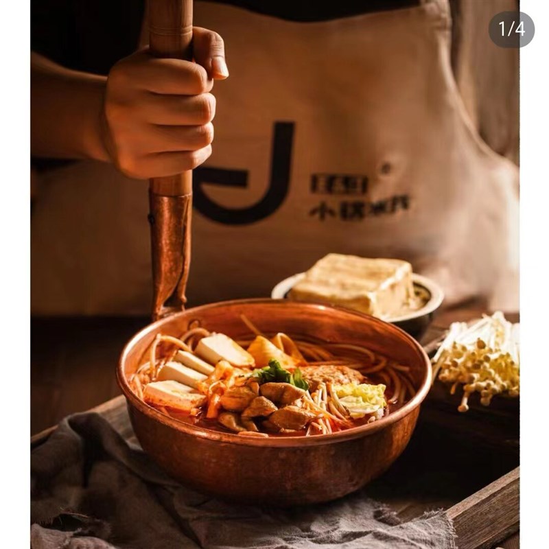 云南铜锅米线专用小锅加厚保温汤锅餐厅特色小吃餐具横竖把吊把锅